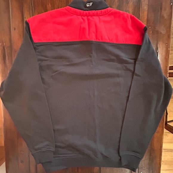 Vineyard Vines Marthas Vineyard 1/4 Zip Pullover Black Red Men's Medium - Picture 2 of 6